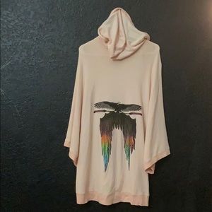 Wildfox eagle feathers zip up hooded poncho